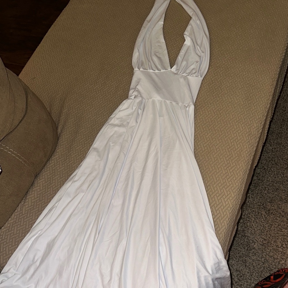 Elegant White Halter Marilyn Monroe Costume Dress